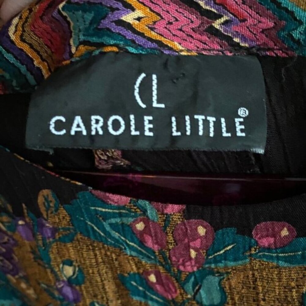 Vintage Carole Little boho granny romantic bold colors belted 90s dress - Picture 14 of 15